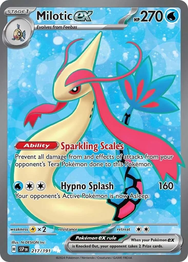 Milotic ex Surging Sparks 217 Pokémon card