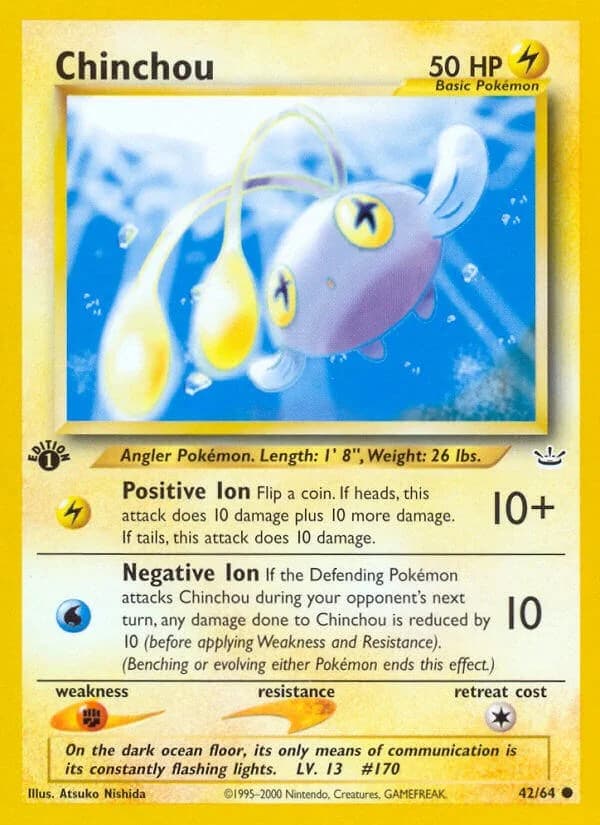 Chinchou [1st Edition] Neo Revelation 42 Pokémon card