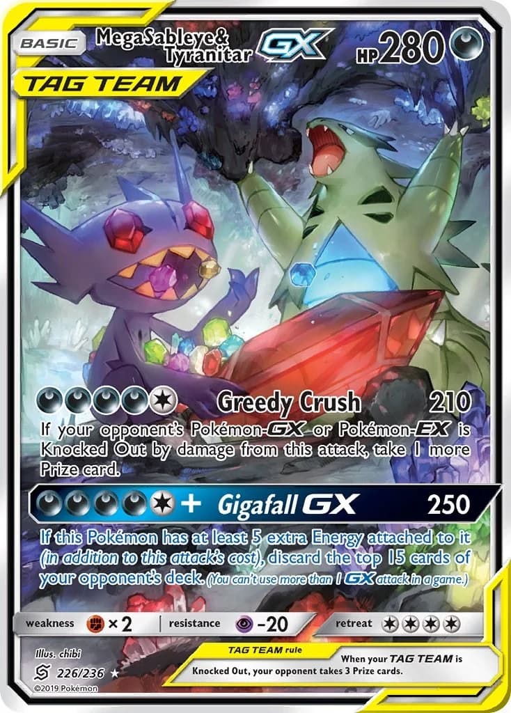 Mega Sableye & Tyranitar GX Unified Minds 226 Pokémon card