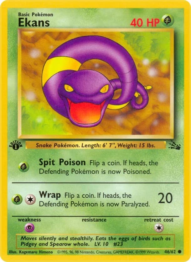 Ekans [1st Edition] Fossil 46 Pokémon card