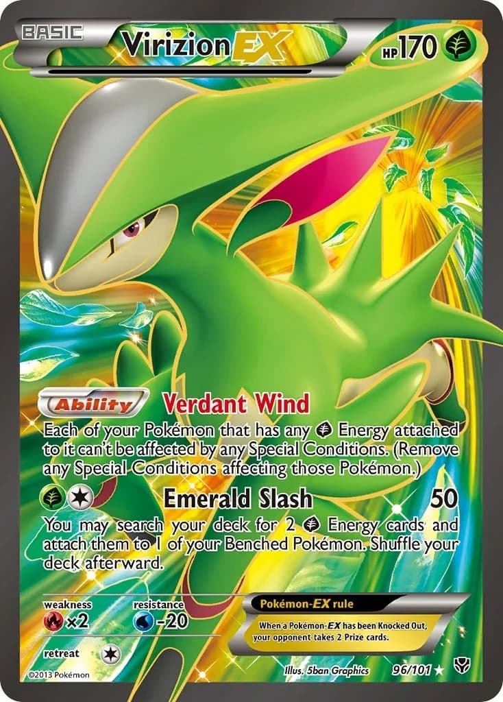 Virizion EX Plasma Blast 96 Pokémon card