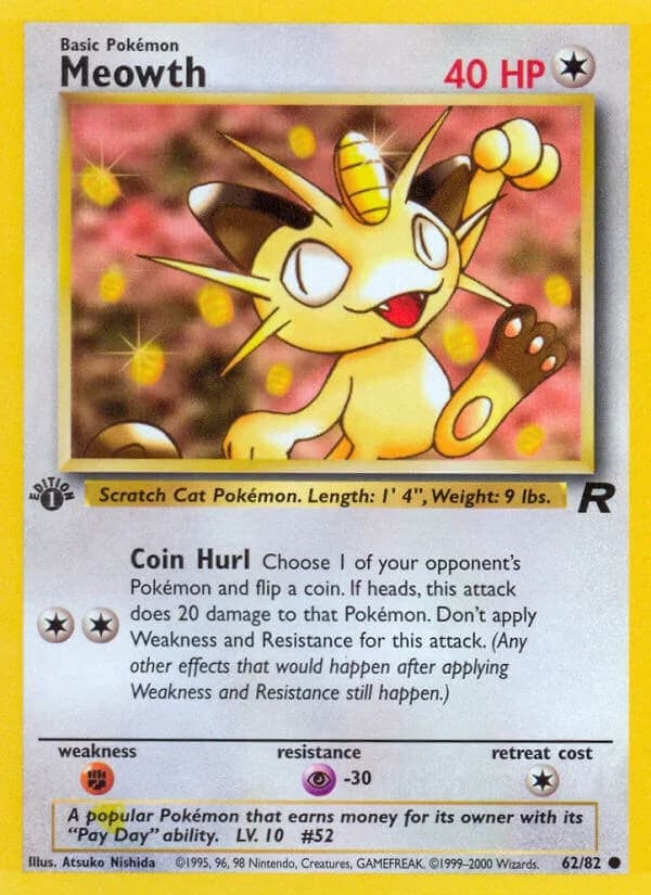 Meowth [1st Edition] Team Rocket 62 Pokémon card