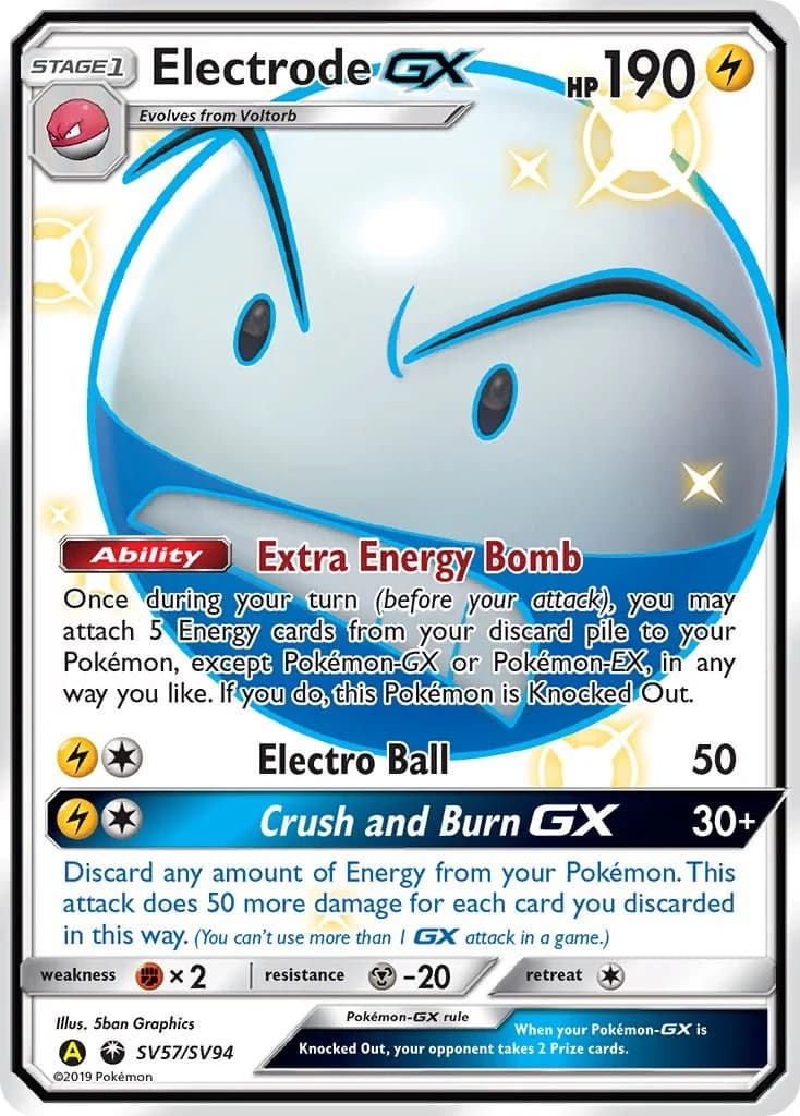Electrode GX Hidden Fates SV57 Pokémon card