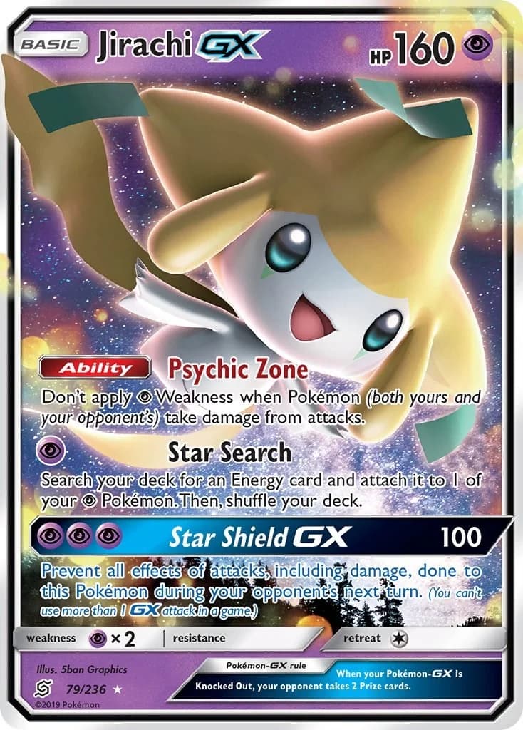 Jirachi GX Unified Minds 79 Pokémon card