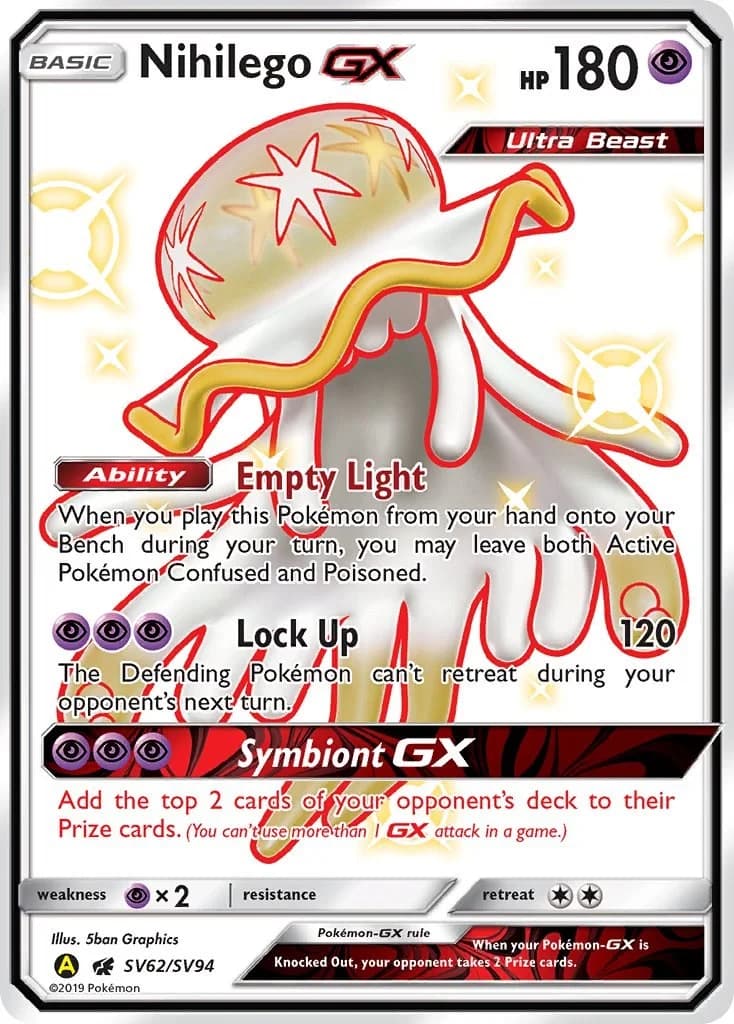 Nihilego GX Hidden Fates SV62 Pokémon card