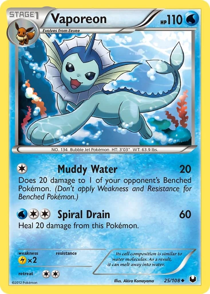 Vaporeon [Reverse Holo] Dark Explorers 25 Pokémon card