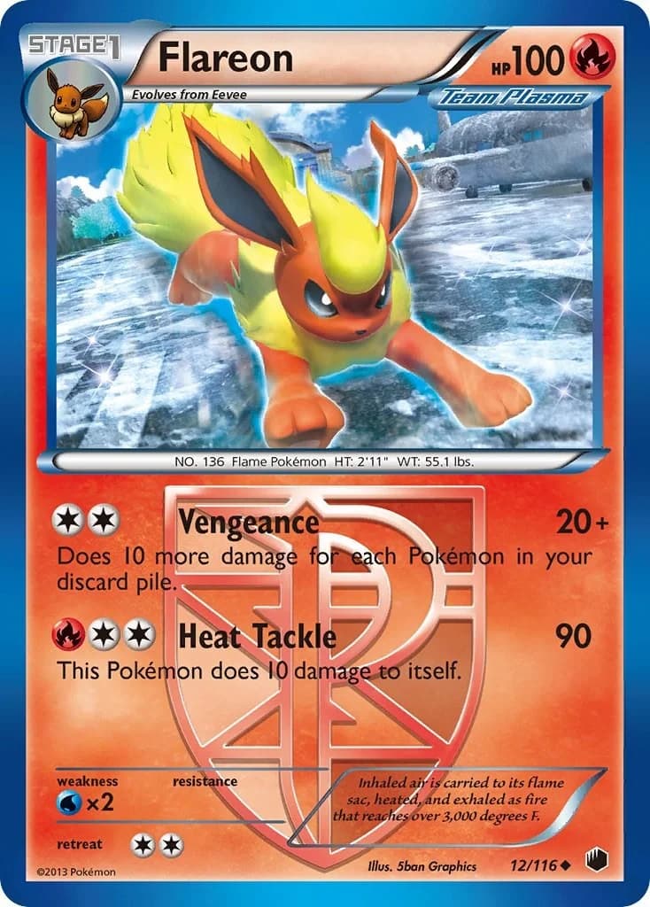 Flareon [Reverse Holo] Plasma Freeze 12 Pokémon card