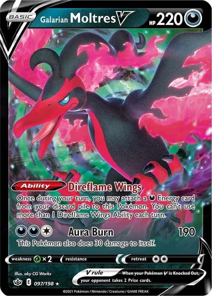 Galarian Moltres V Chilling Reign 97 Pokémon card