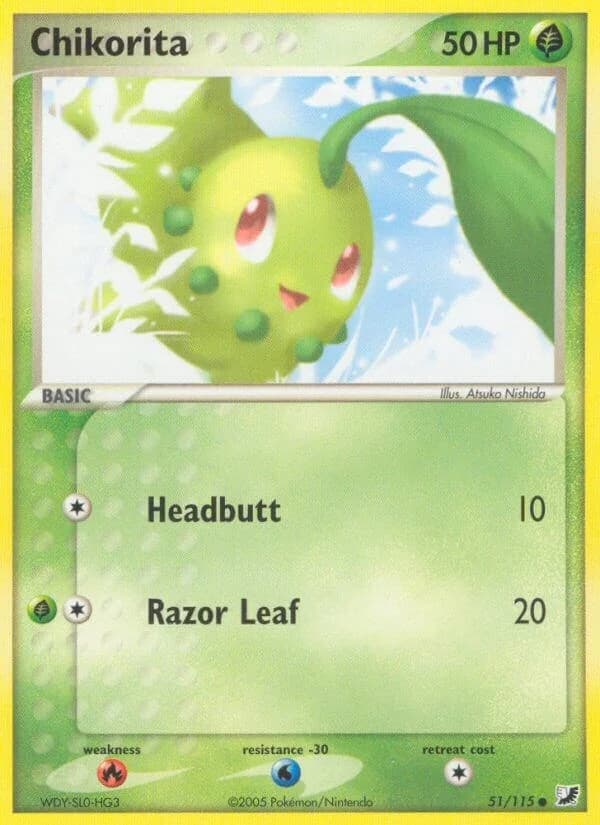 Chikorita [Reverse Holo] Unseen Forces 51 Pokémon card