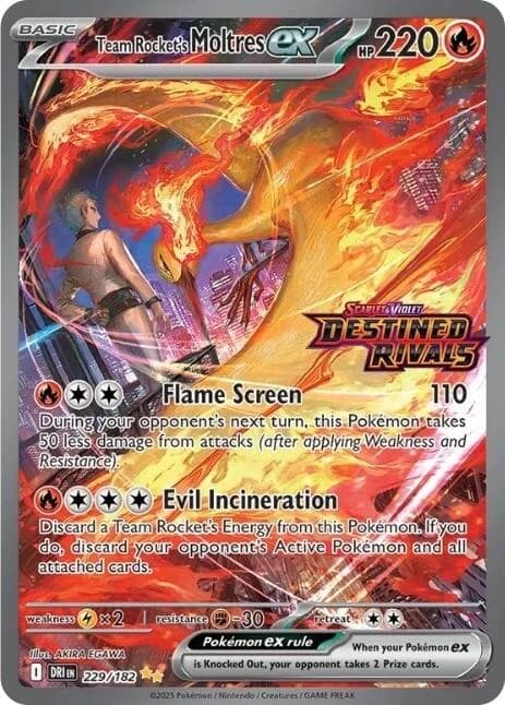 Team Rocket's Moltres ex [Stamped] Destined Rivals 229 Pokémon card