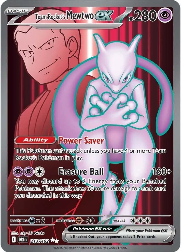Team Rocket's Mewtwo ex Destined Rivals 213 Pokémon card