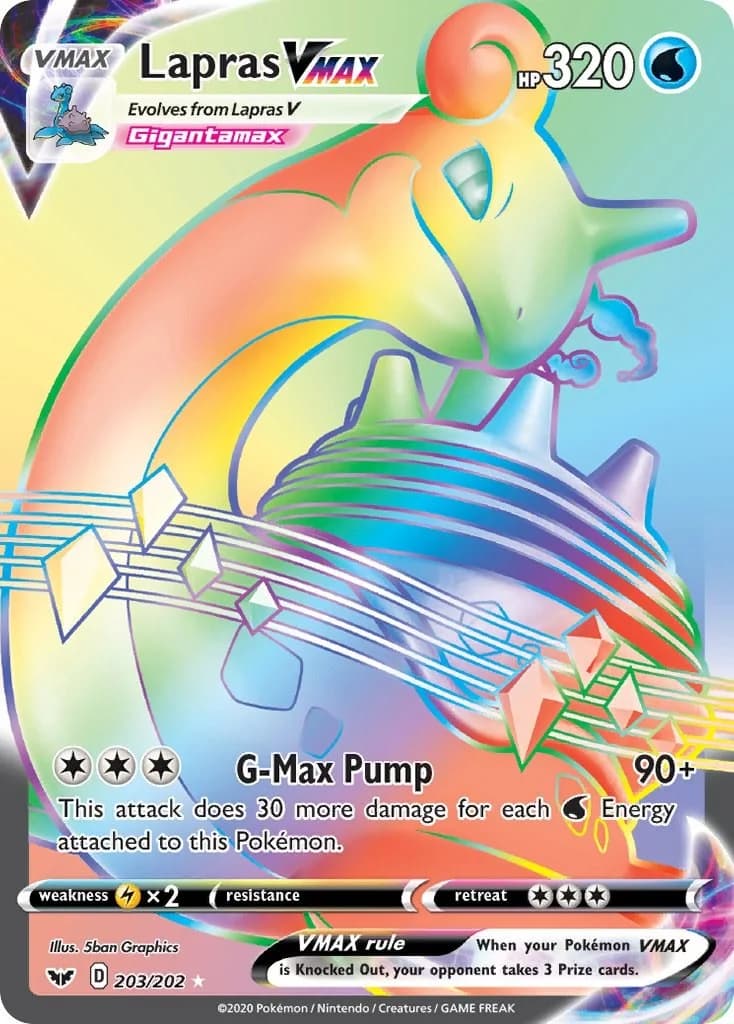Lapras VMax Sword & Shield 203 Pokémon card