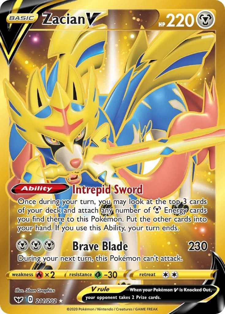 Zacian V Sword & Shield 211 Pokémon card