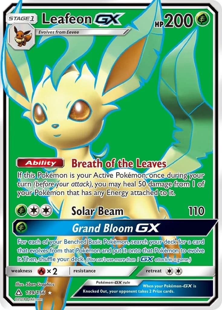 Leafeon GX Ultra Prism 139 Pokémon card