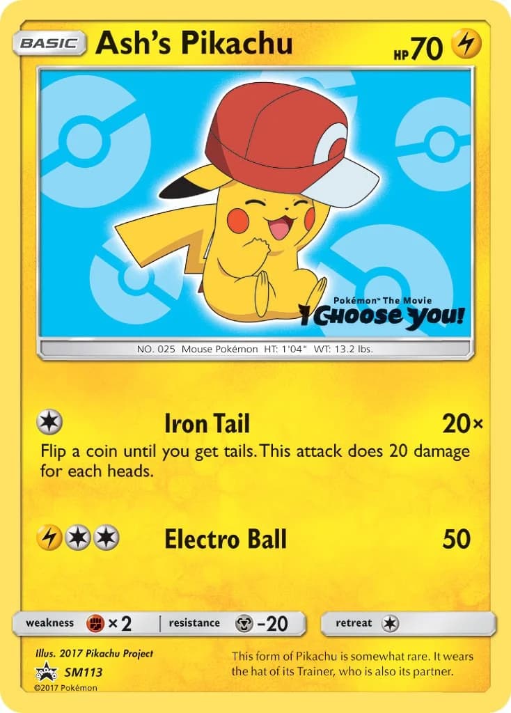 Ash's Pikachu Promo SM113 Pokémon card