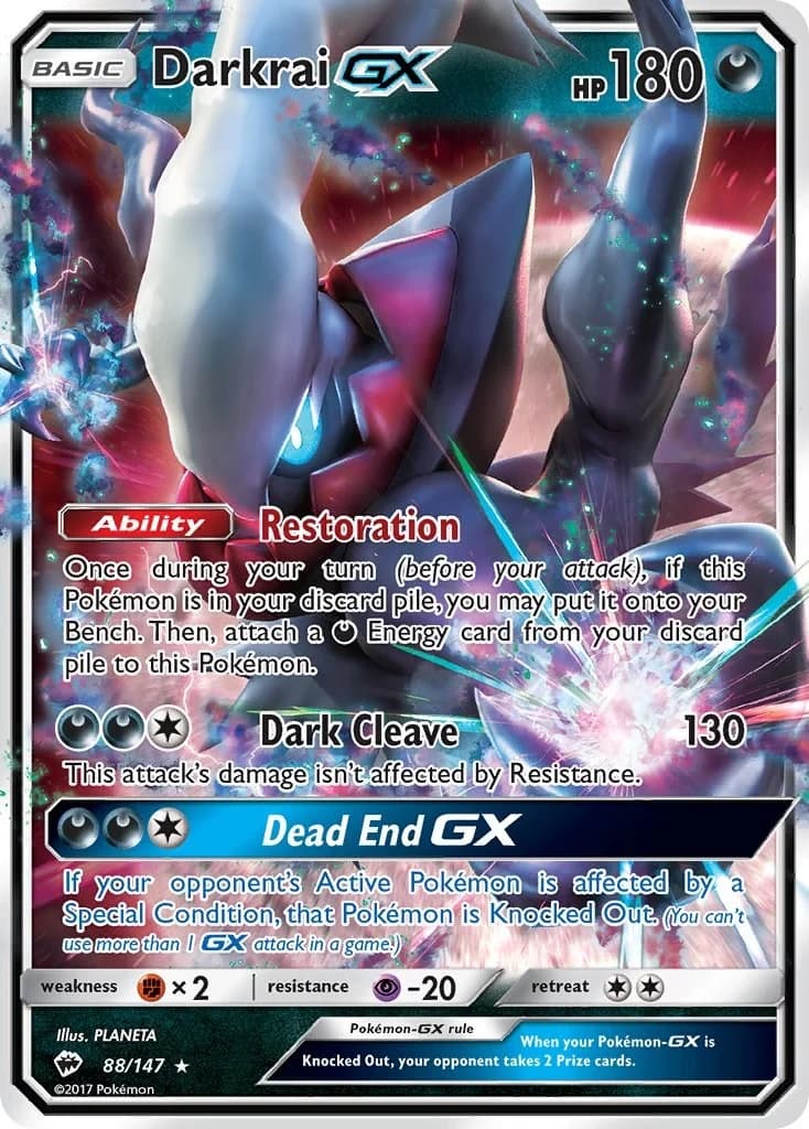 Darkrai GX Burning Shadows 88 Pokémon card