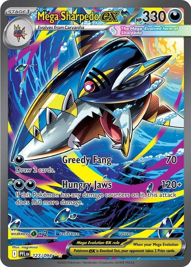 Mega Sharpedo ex Phantasmal Flames 127 Pokémon card