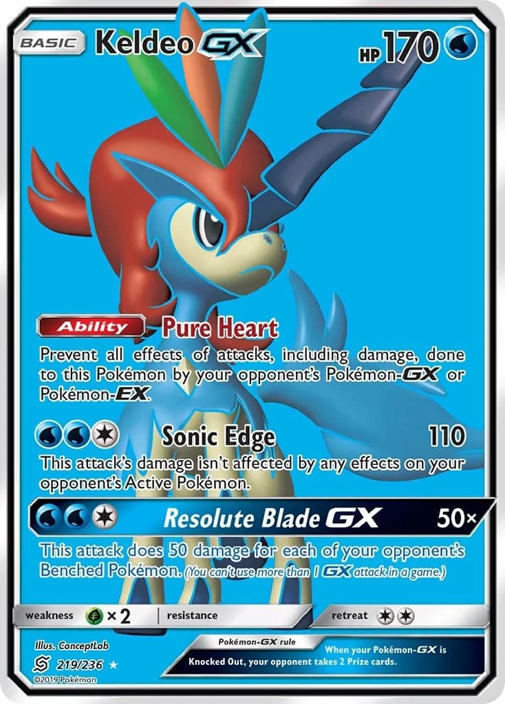 Keldeo GX Unified Minds 219 Pokémon card