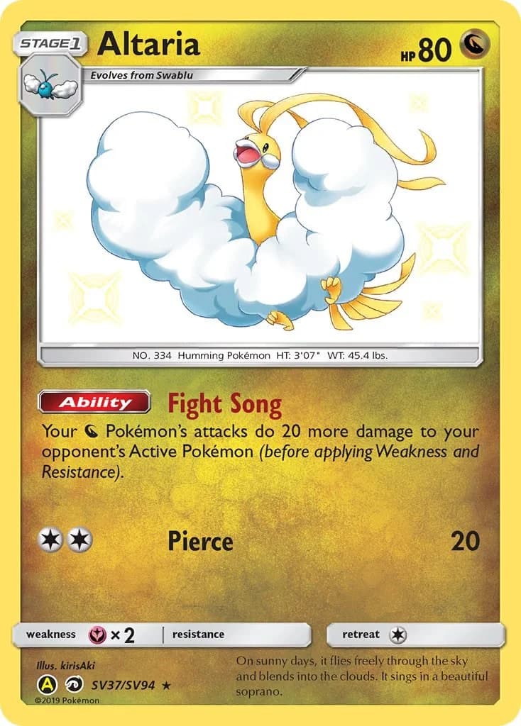 Altaria Hidden Fates SV37 Pokémon card