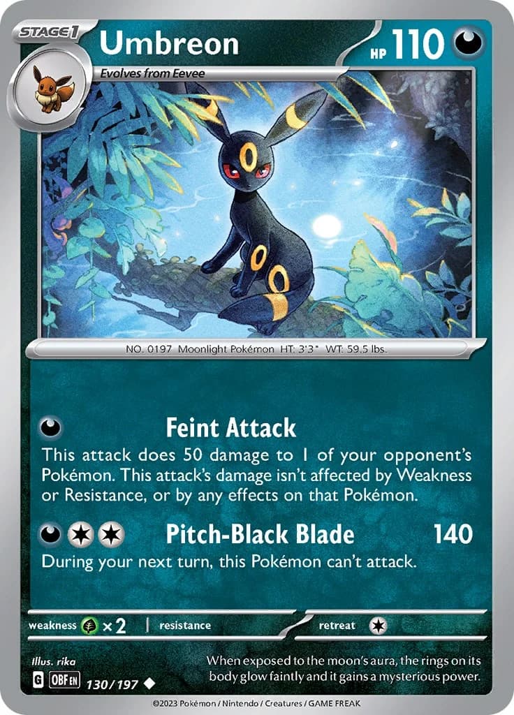 Umbreon Obsidian Flames 130 Pokémon card