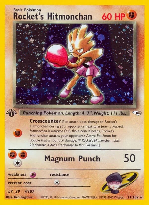Rocket's Hitmonchan [1st Edition] Gym Heroes 11 Pokémon card