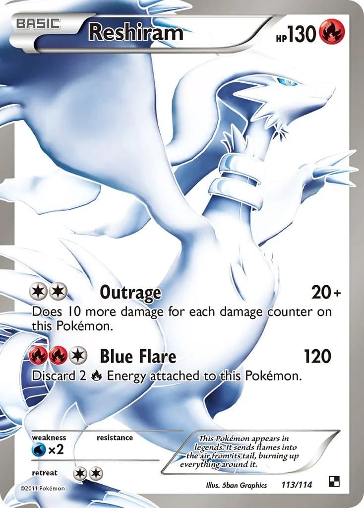 Reshiram Black & White 113 Pokémon card