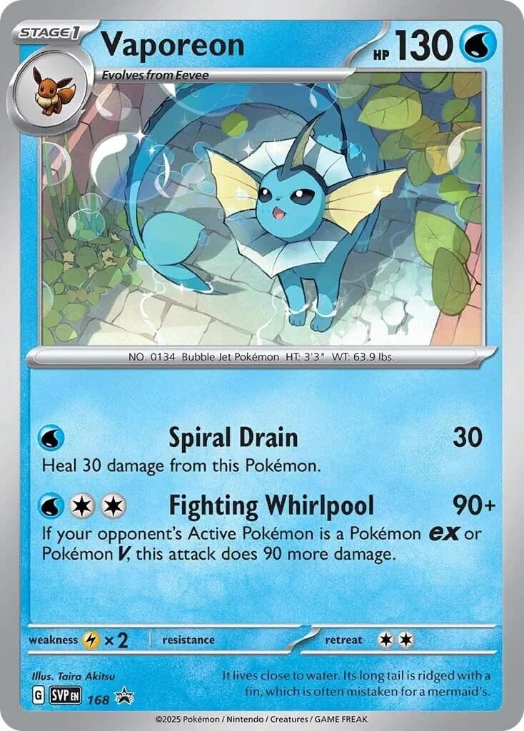 Vaporeon [Cosmos Holo] Promo 168 Pokémon card