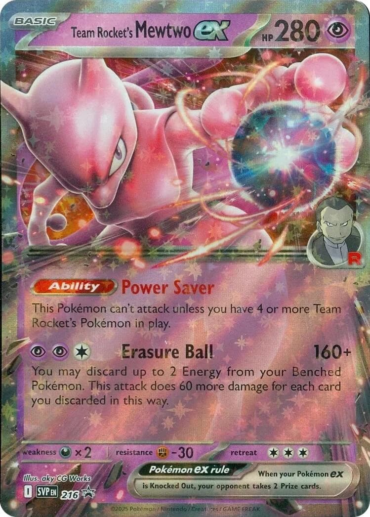 Team Rocket's Mewtwo Ex Promo 216 Pokémon card