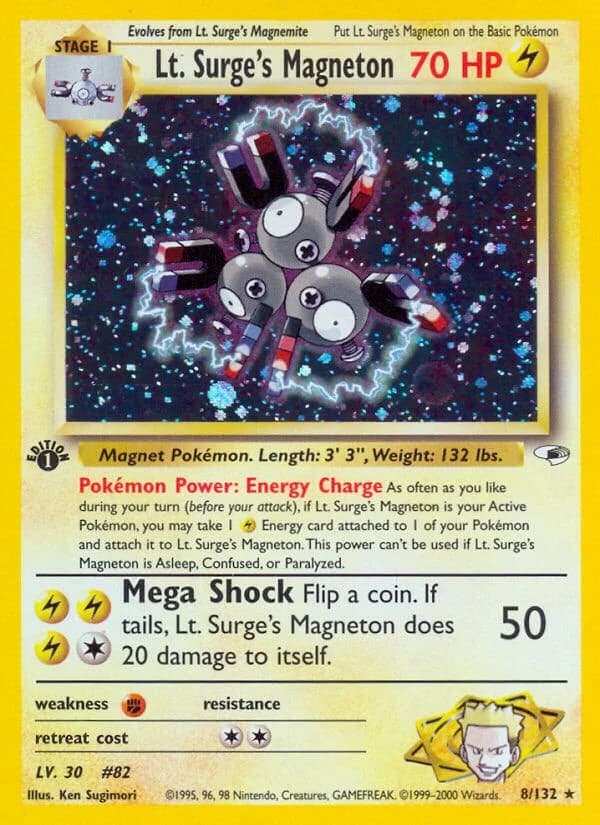 Lt. Surge's Magneton [1st Edition] Gym Heroes 8 Pokémon card