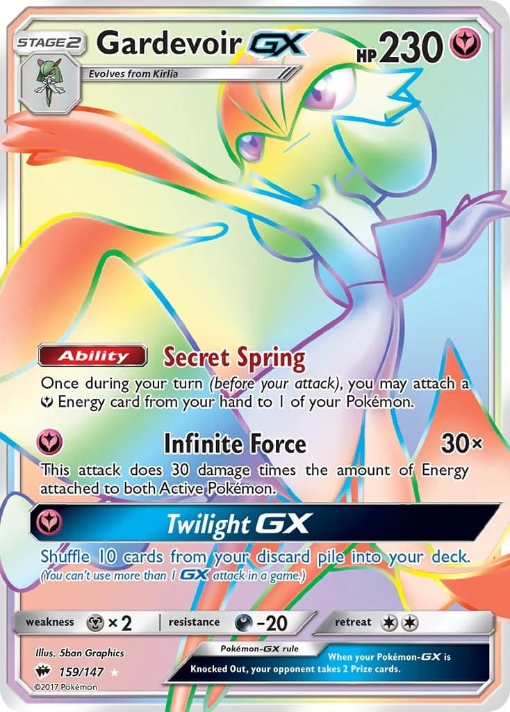 Gardevoir GX Burning Shadows 159 Pokémon card