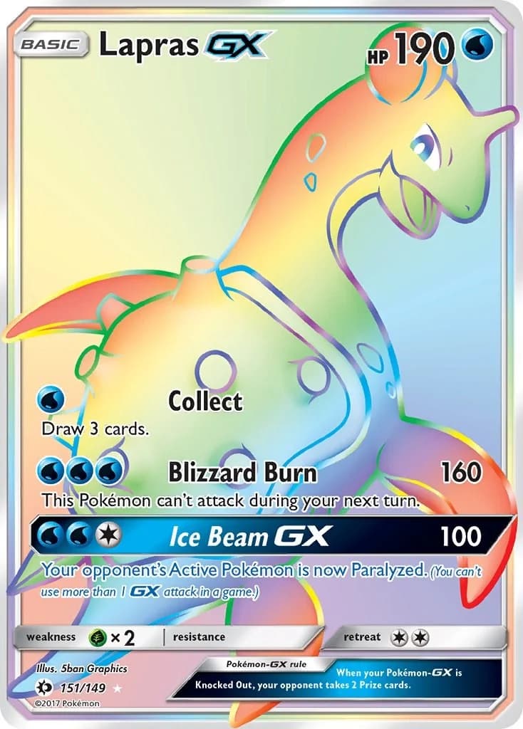 Lapras GX Sun & Moon 151 Pokémon card