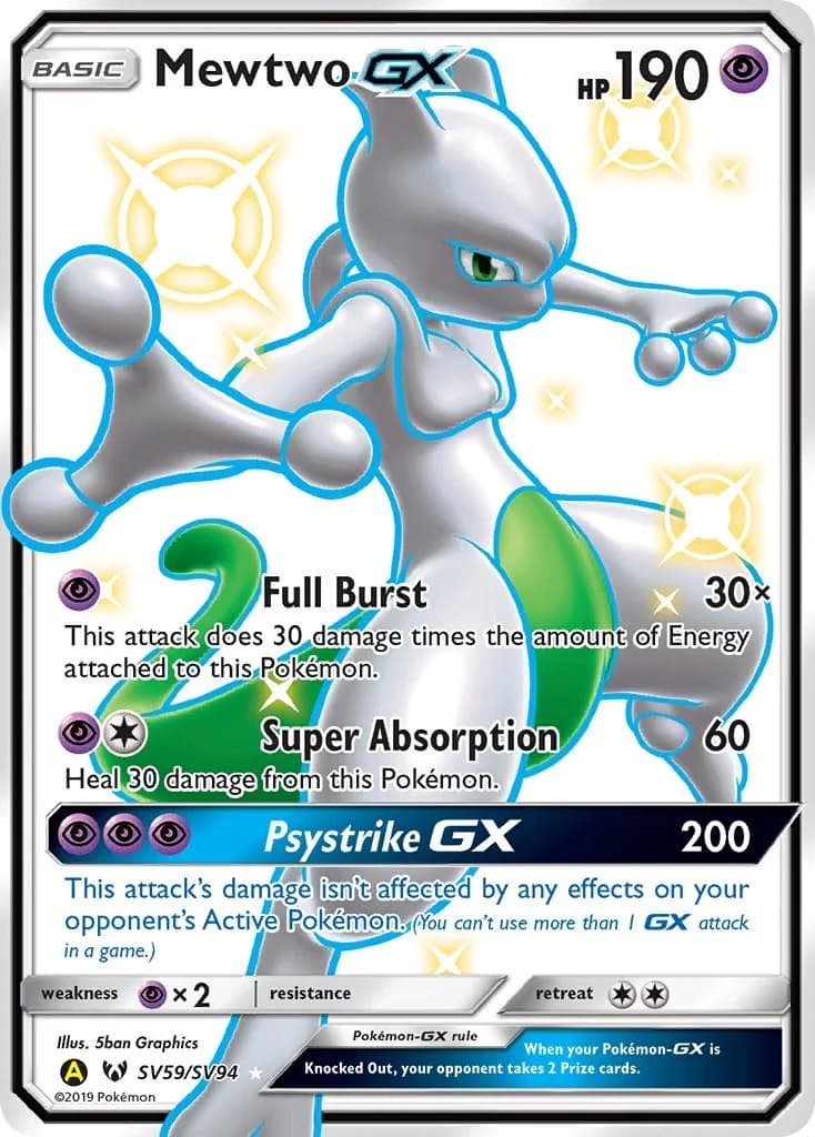 Mewtwo GX Hidden Fates SV59 Pokémon card