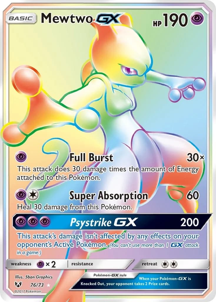 Mewtwo GX Shining Legends 76 Pokémon card