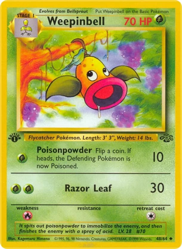 Weepinbell [1st Edition] Jungle 48 Pokémon card