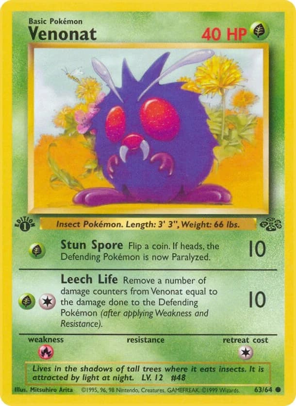 Venonat [1st Edition] Jungle 63 Pokémon card