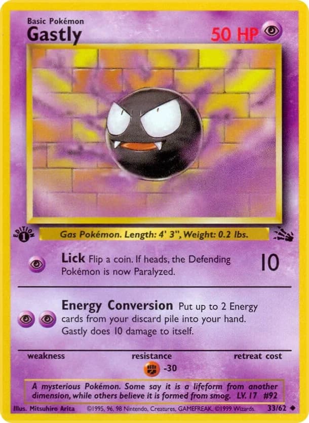 Gastly [1st Edition] Fossil 33 Pokémon card