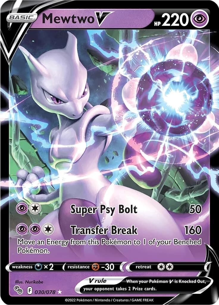 Mewtwo V Go 30 Pokémon card