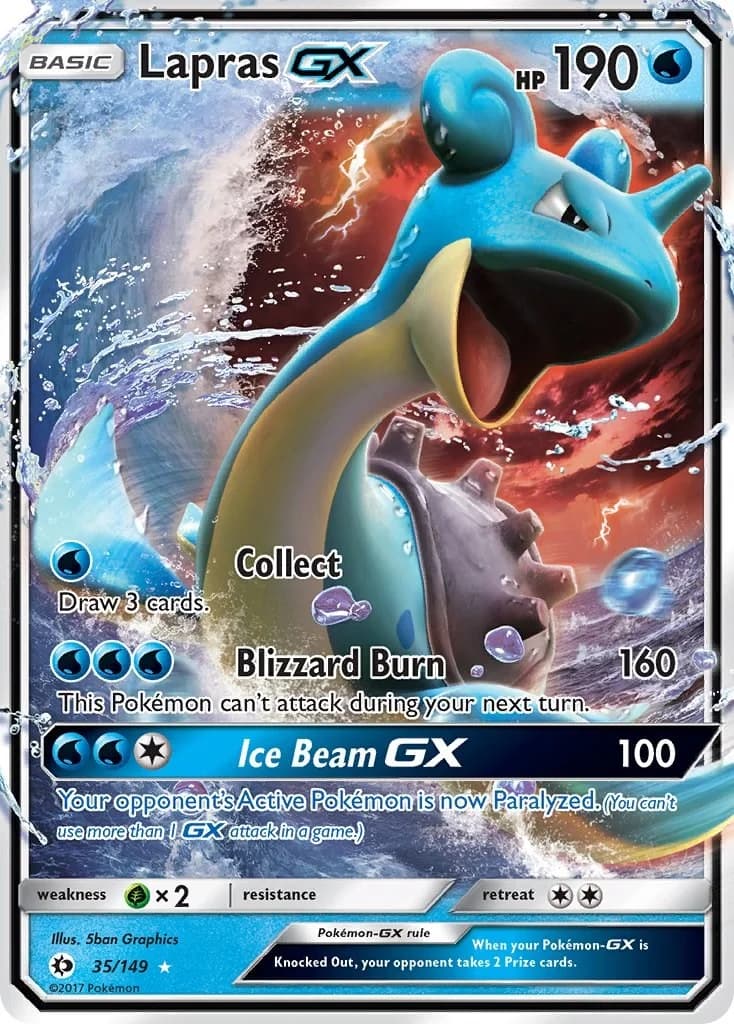 Lapras GX Sun & Moon 35 Pokémon card