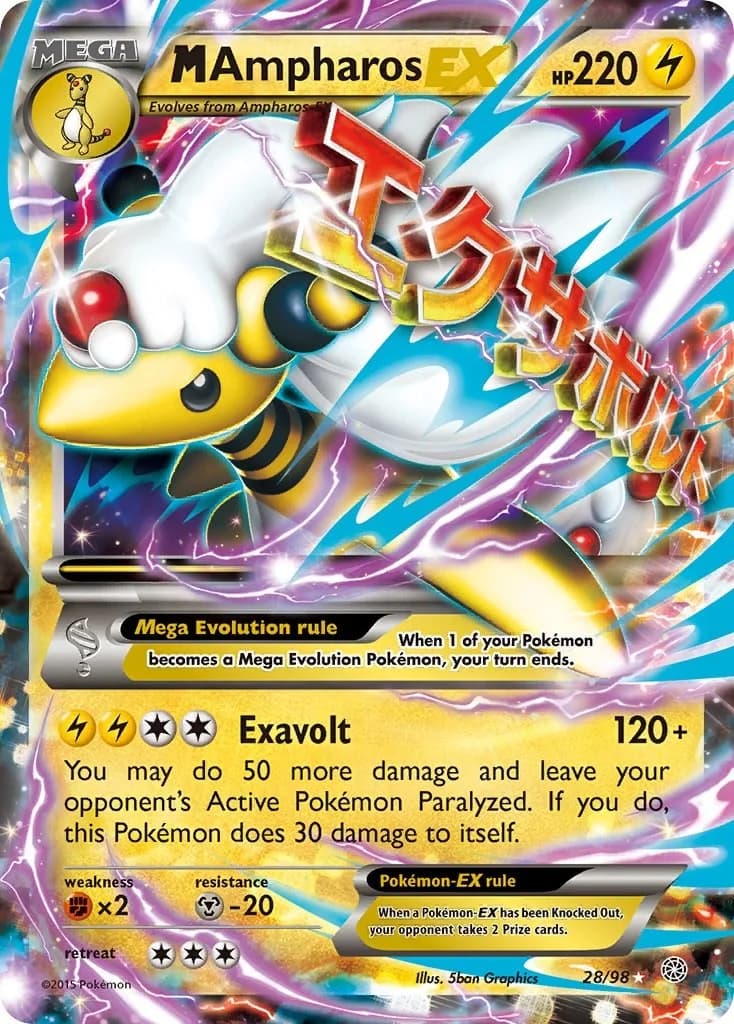 M Ampharos EX Ancient Origins 28 Pokémon card
