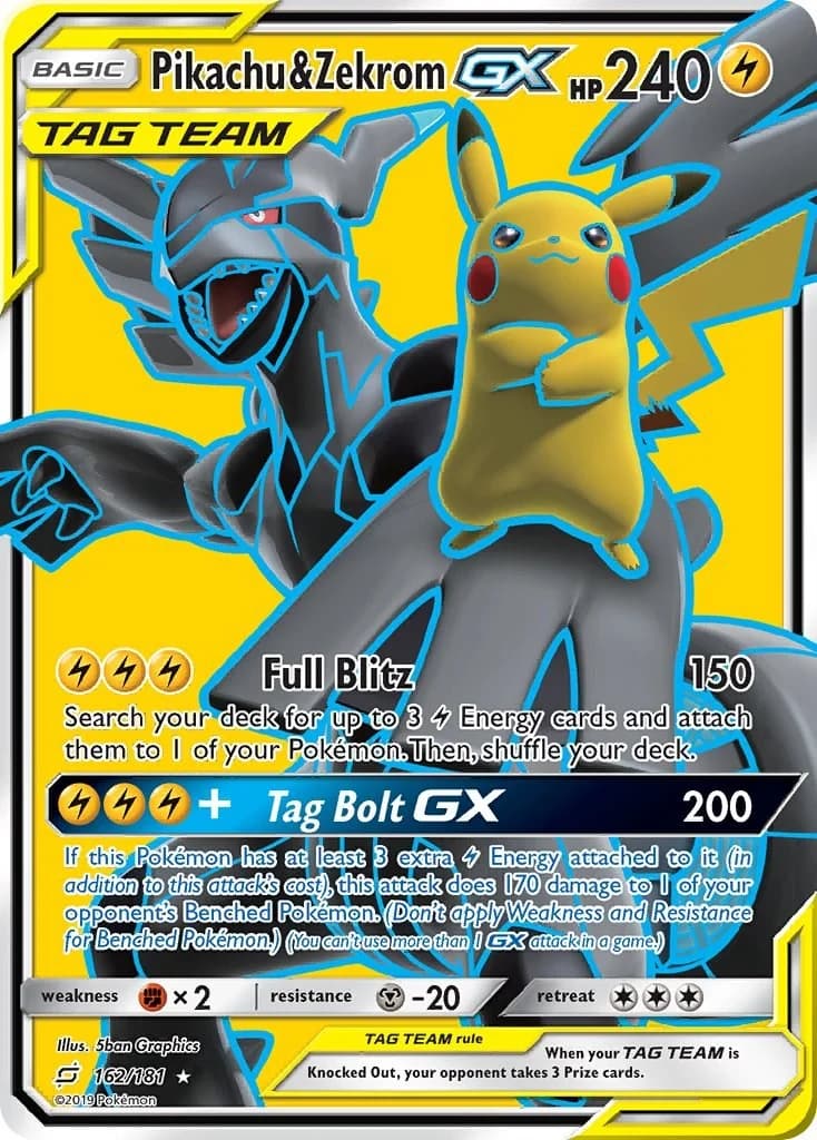 Pikachu & Zekrom GX Team Up 162 Pokémon card