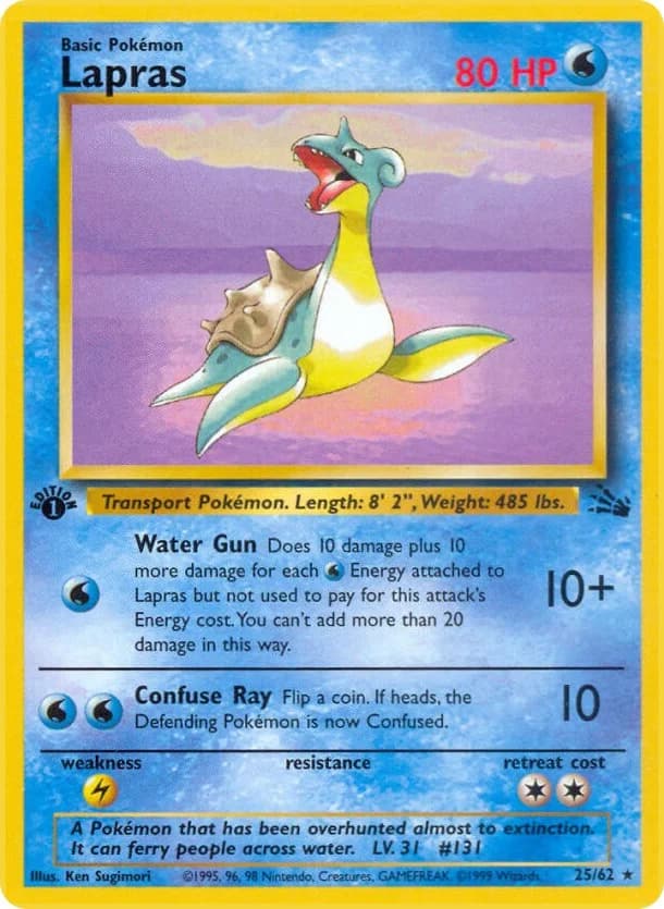 Lapras [1st Edition] Fossil 25 Pokémon card