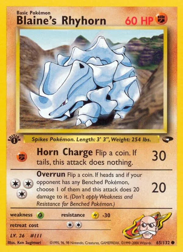 Blaine's Rhyhorn [1st Edition] Gym Challenge 65 Pokémon card