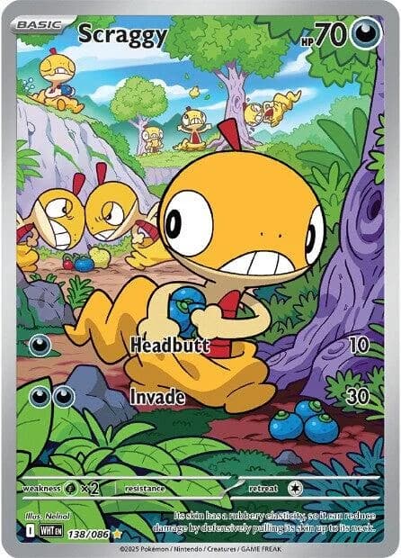 Scraggy White Flare 138 Pokémon card