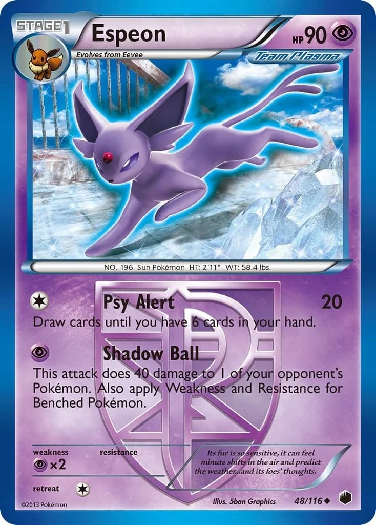 Espeon [Reverse Holo] Plasma Freeze 48 Pokémon card
