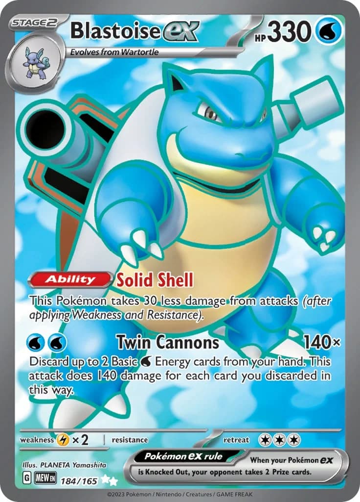 Blastoise ex Scarlet & Violet 151 184 Pokémon card
