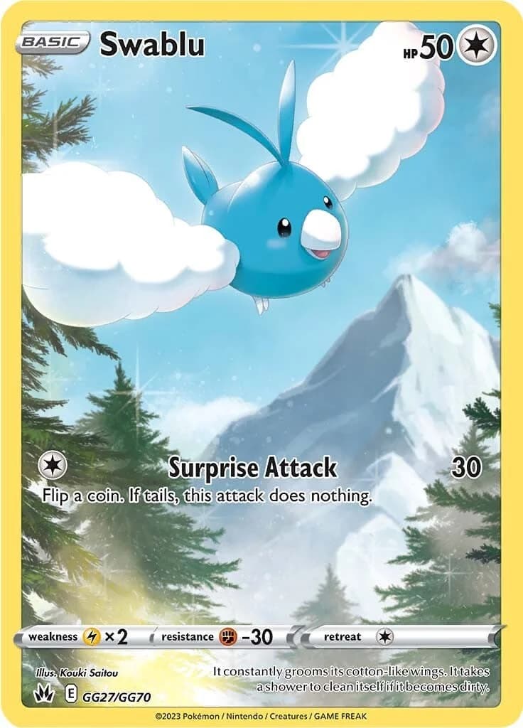 Swablu Crown Zenith GG27 Pokémon card