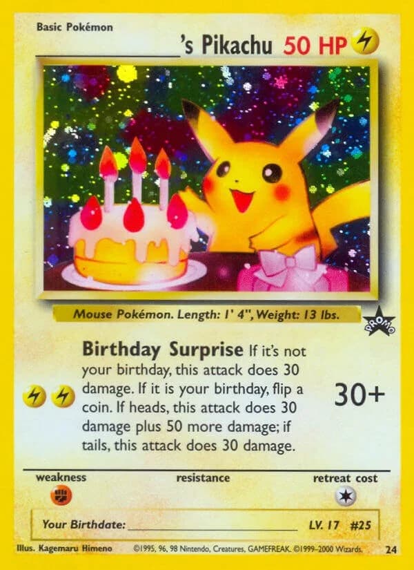 Birthday Pikachu Promo 24 Pokémon card