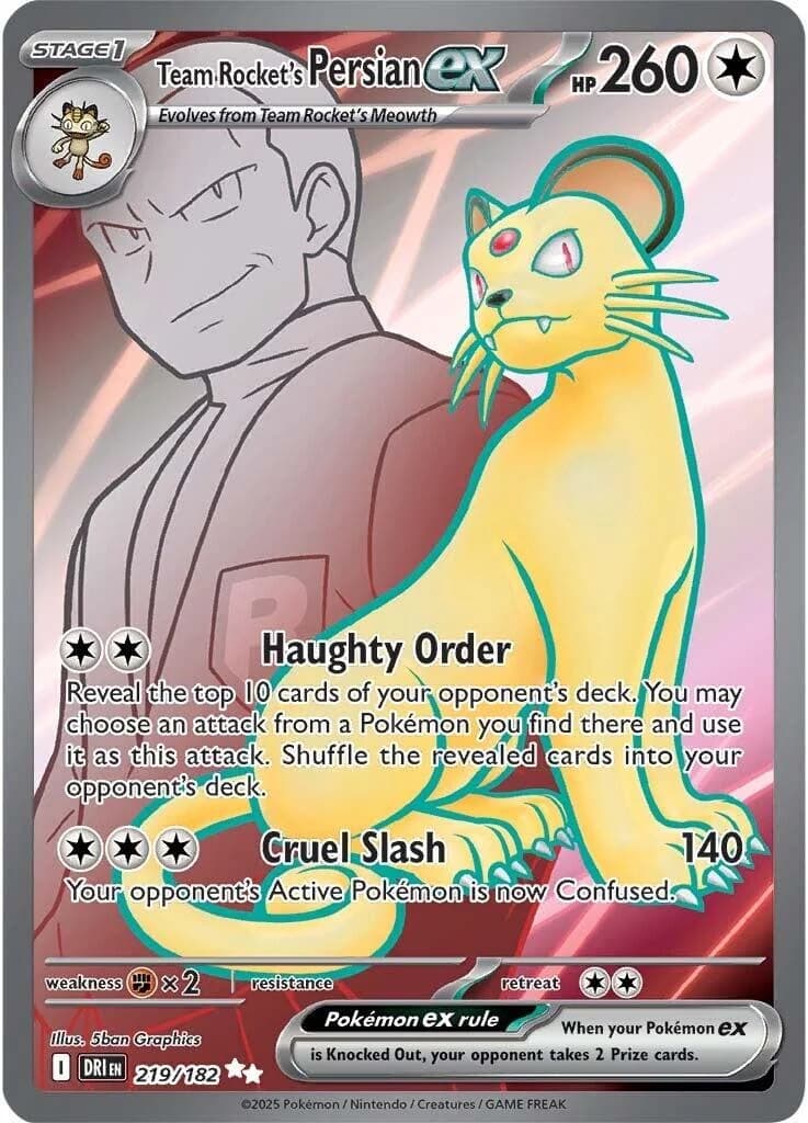 Team Rocket's Persian ex Destined Rivals 219 Pokémon card