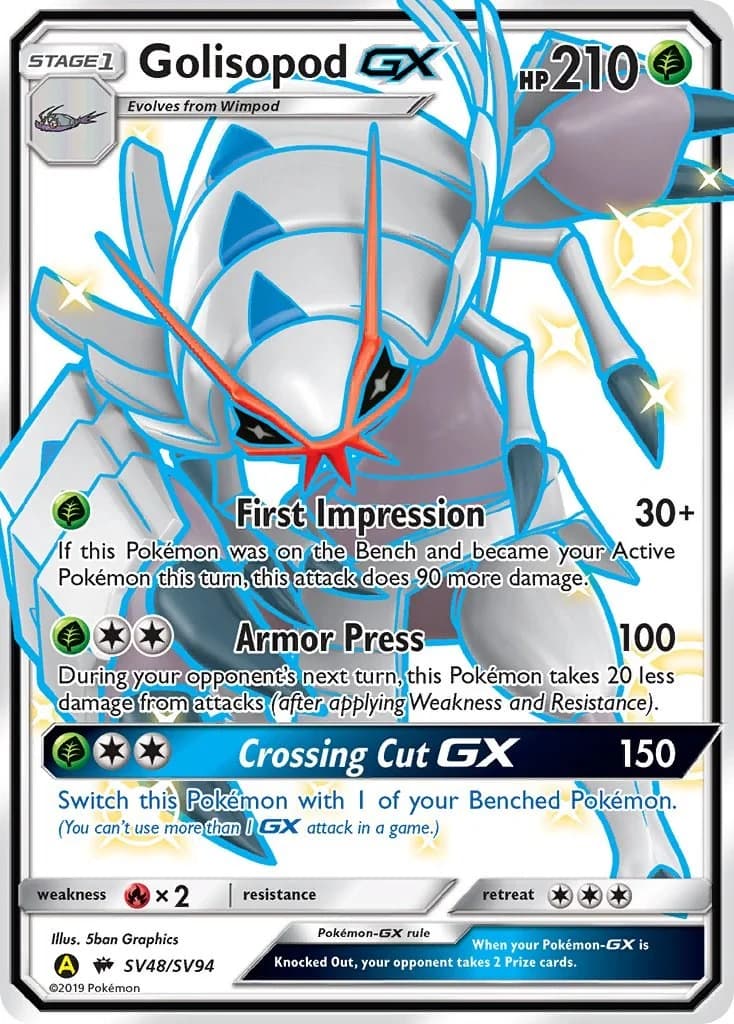 Golisopod GX Hidden Fates SV48 Pokémon card