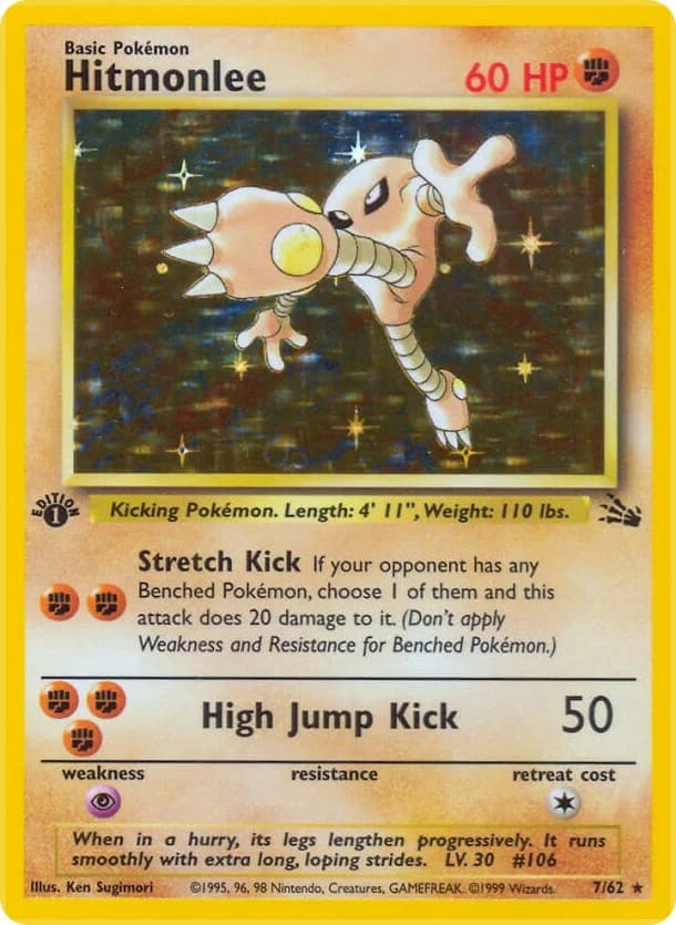 Hitmonlee [1st Edition] Fossil 7 Pokémon card